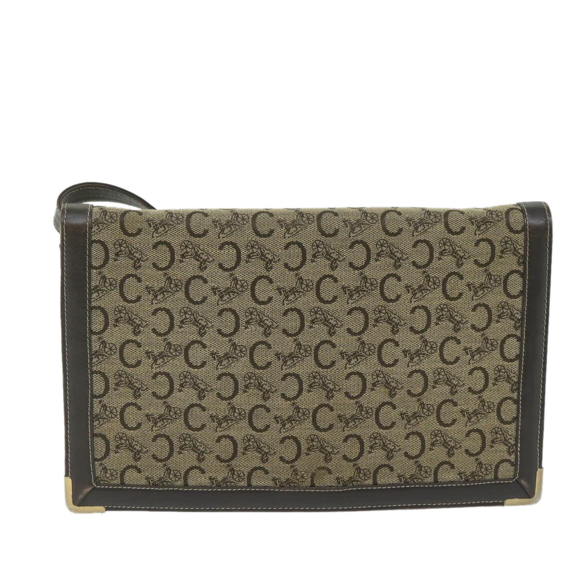 Luxury CELINE C Macadam Canvas Shoulder Bag Beige ar11080
