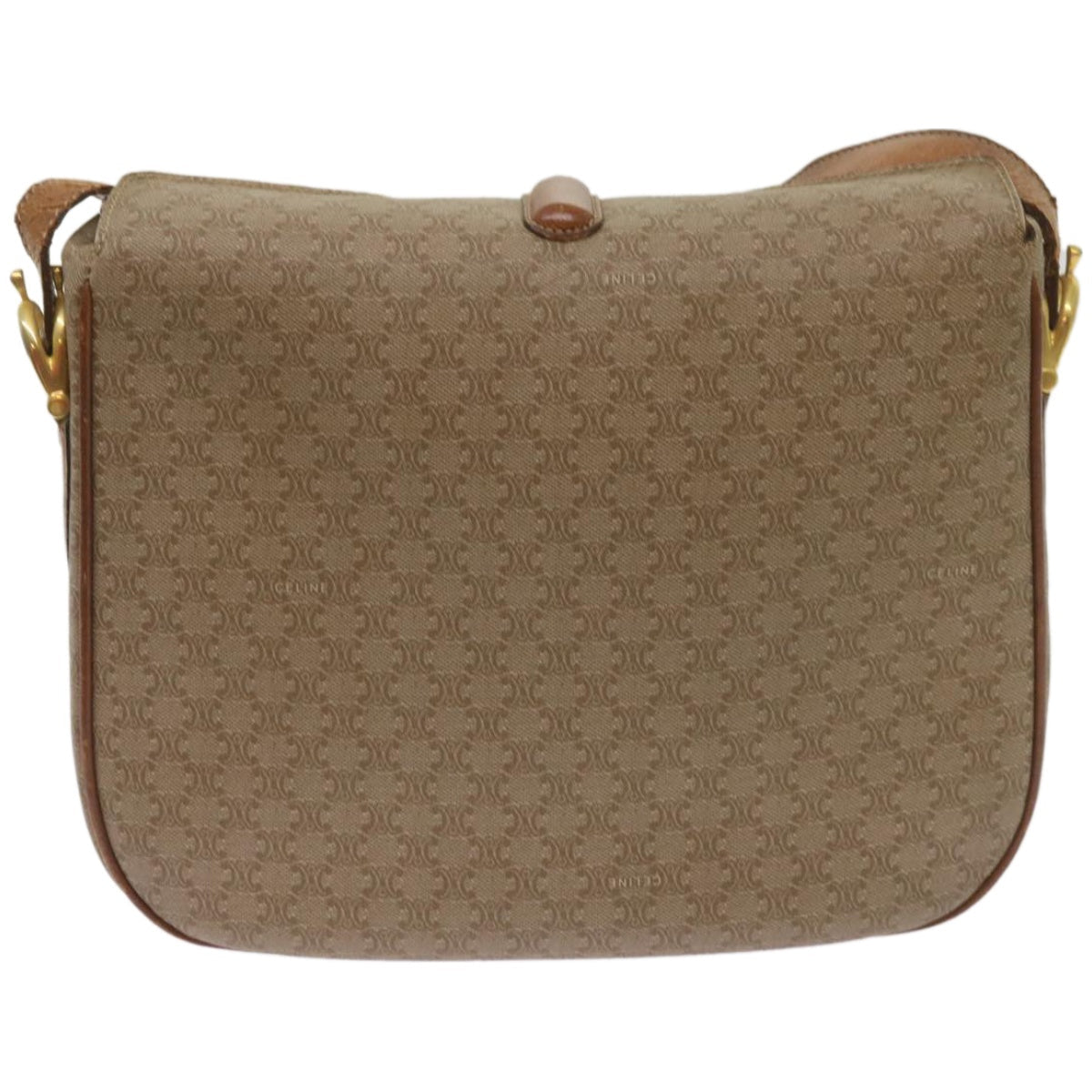 Luxury CELINE Macadam Canvas Shoulder Bag Beige ar11449B
