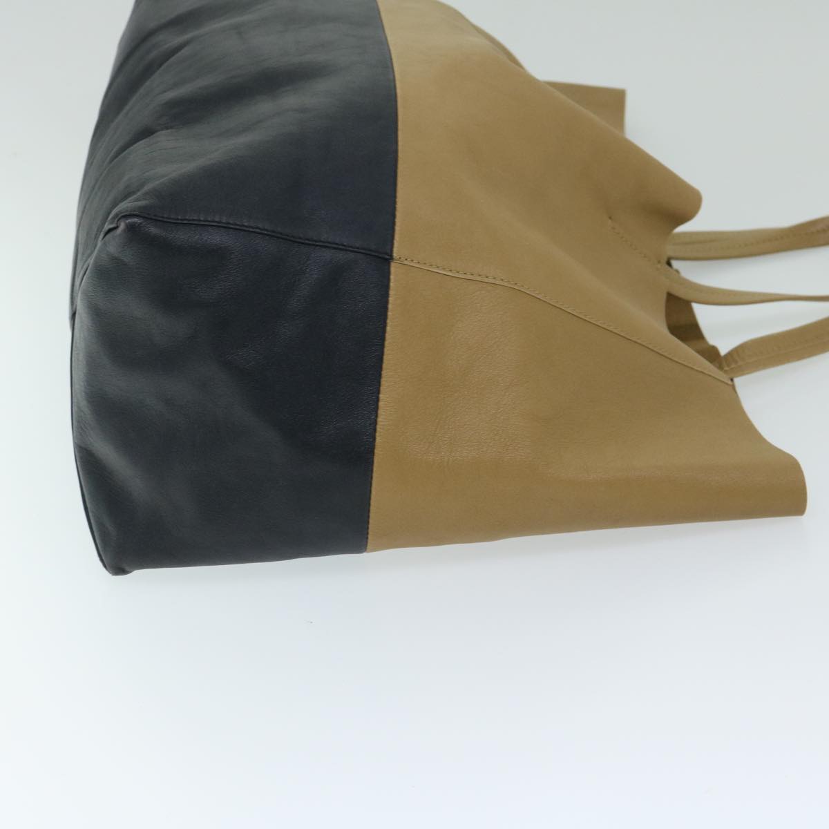 Luxury CELINE Horizontal Cabas Tote Bag Leather Beige Black ar11566