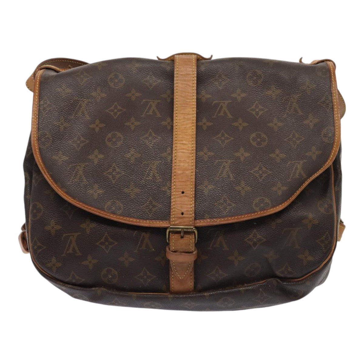LOUIS VUITTON Monogram Saumur 35 Shoulder Bag M42254 LV Auth ar12467