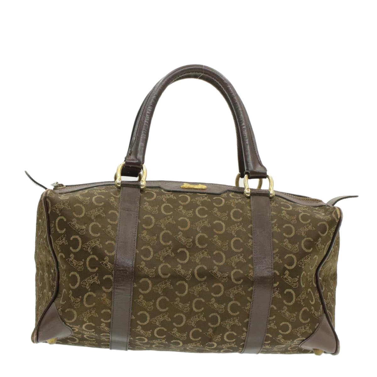 Luxury CELINE C Macadam Horse Carriage Canvas Hand Bag Brown ar2957