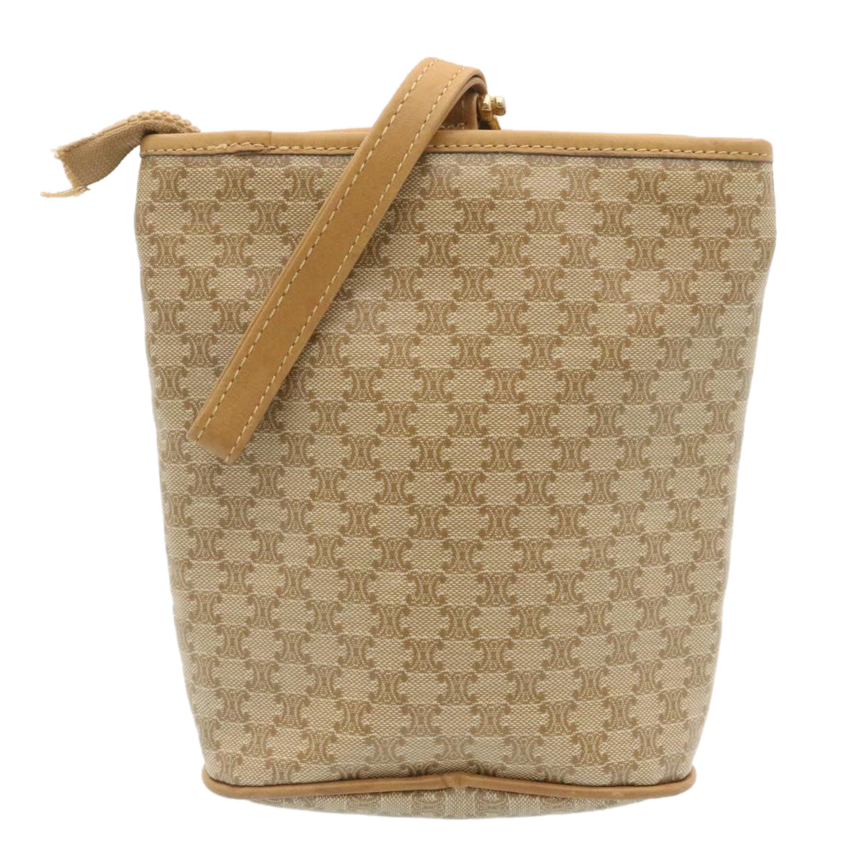 Luxury CELINE Macadam Canvas Pouch PVC Leather Beige ar6336