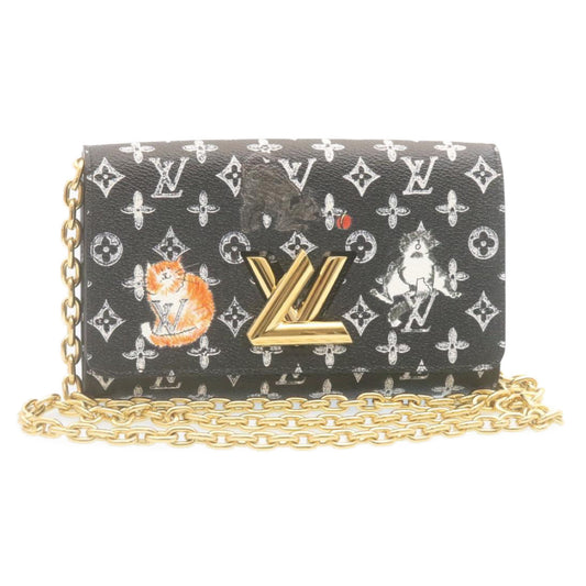 LOUIS VUITTON Monogram Cat Portefeuille Twist Chain Wallet M63888 Auth ar6463