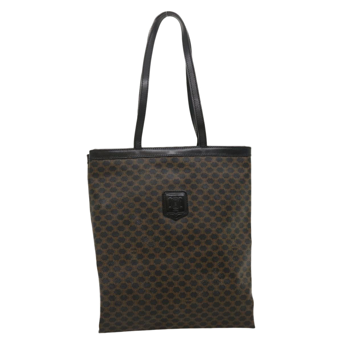 Luxury CELINE Macadam Canvas Tote Bag PVC Leather Black Brown ar6808