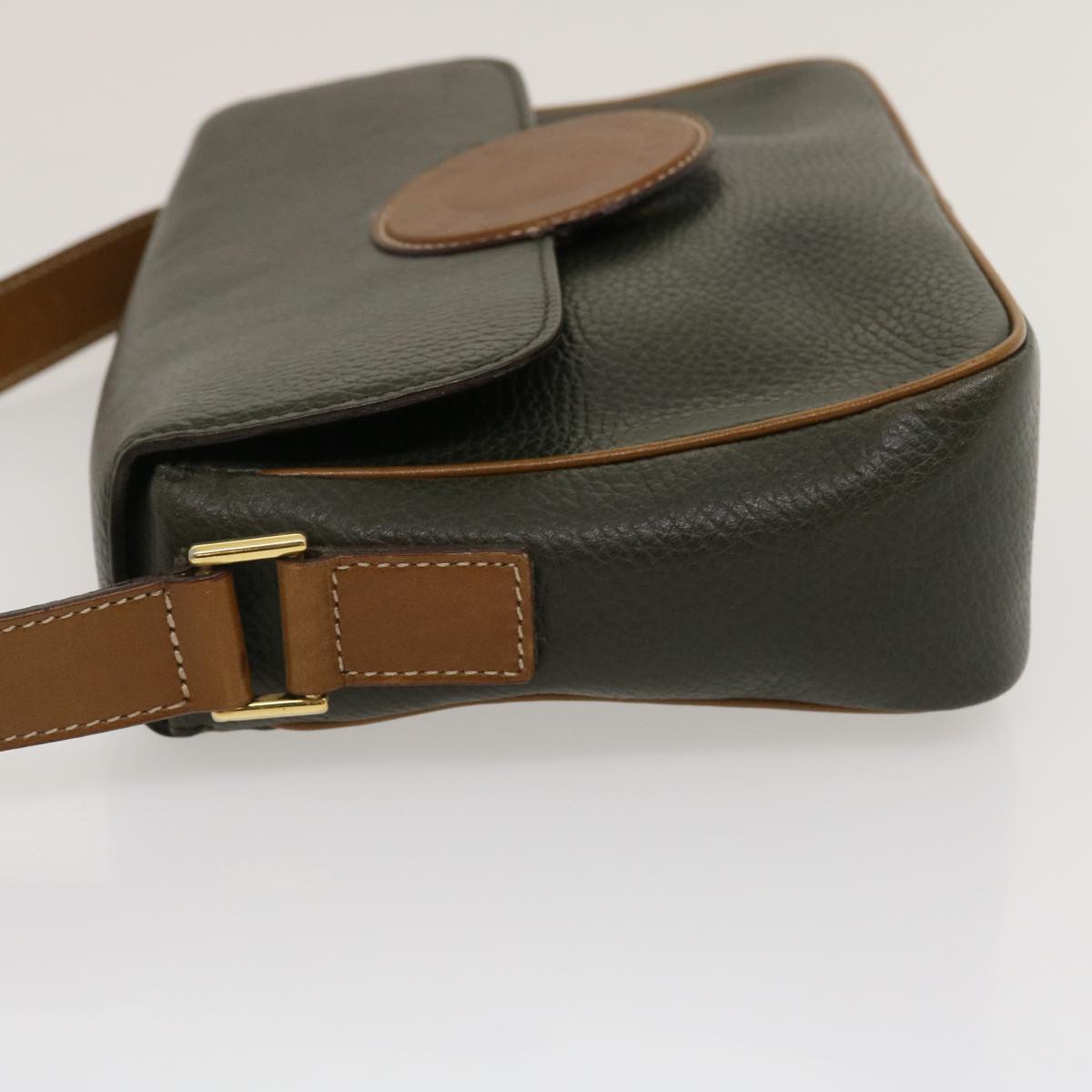 Luxury CELINE Shoulder Bag Leather Gray Brown ar6880