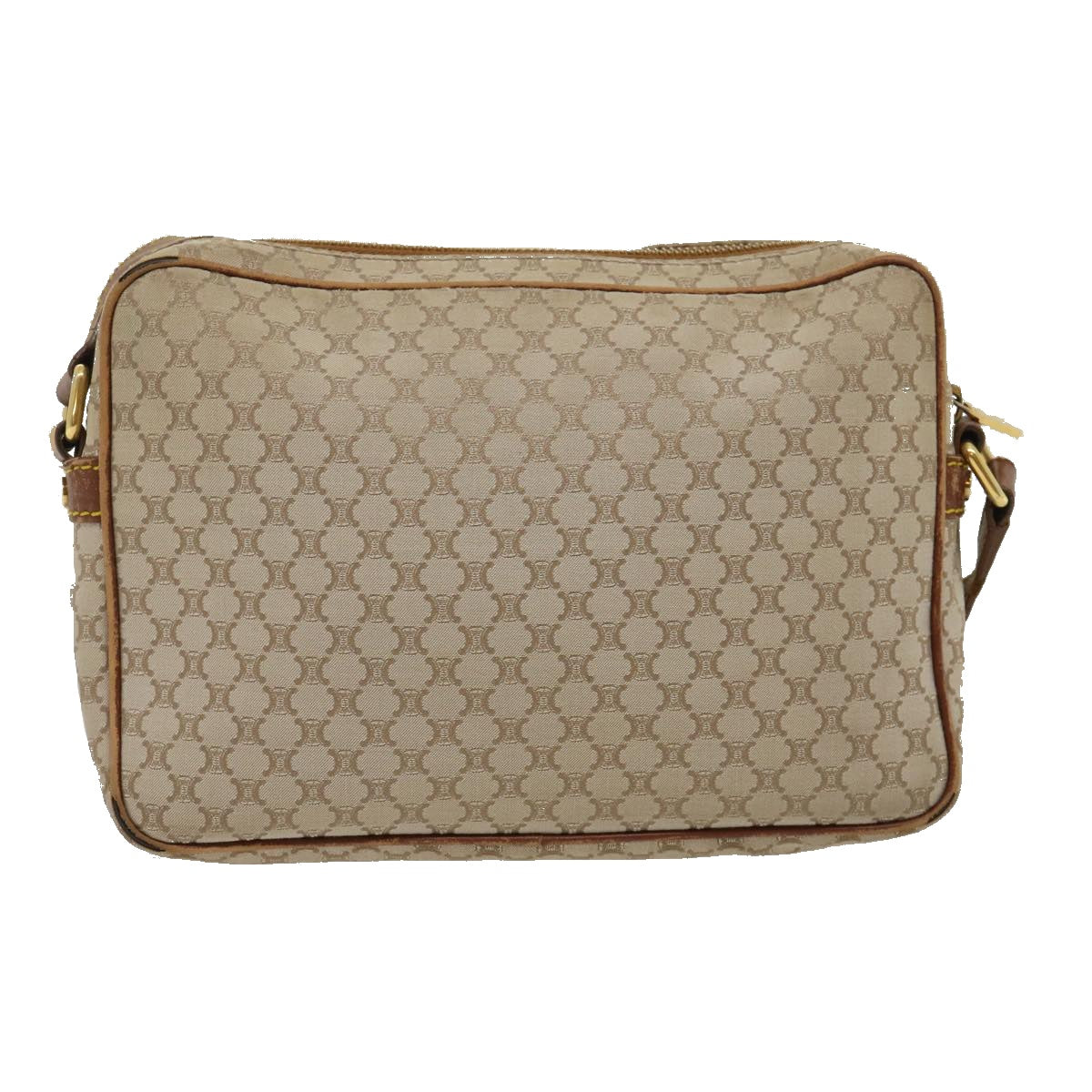 Luxury CELINE Macadam Canvas Shoulder Bag Beige Brown ar7069