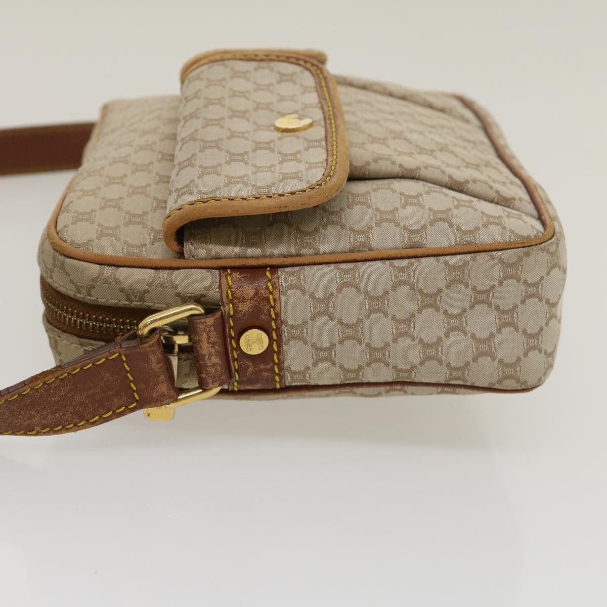 Luxury CELINE Macadam Canvas Shoulder Bag Beige Brown ar7069