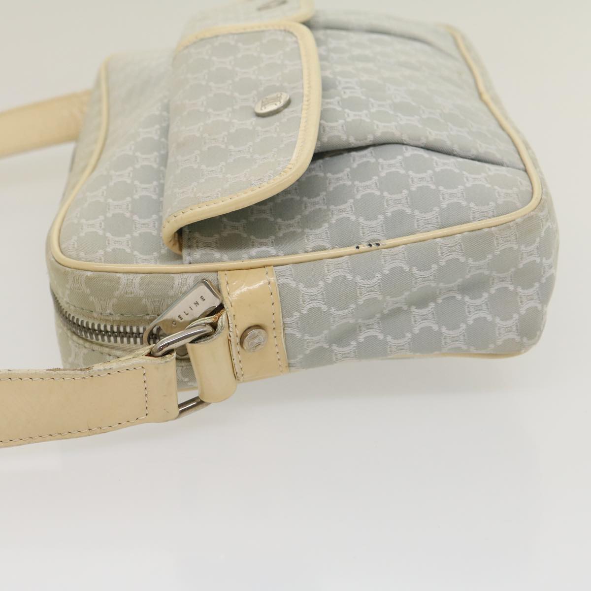 Luxury CELINE Macadam Canvas Shoulder Bag Light Blue ar7070