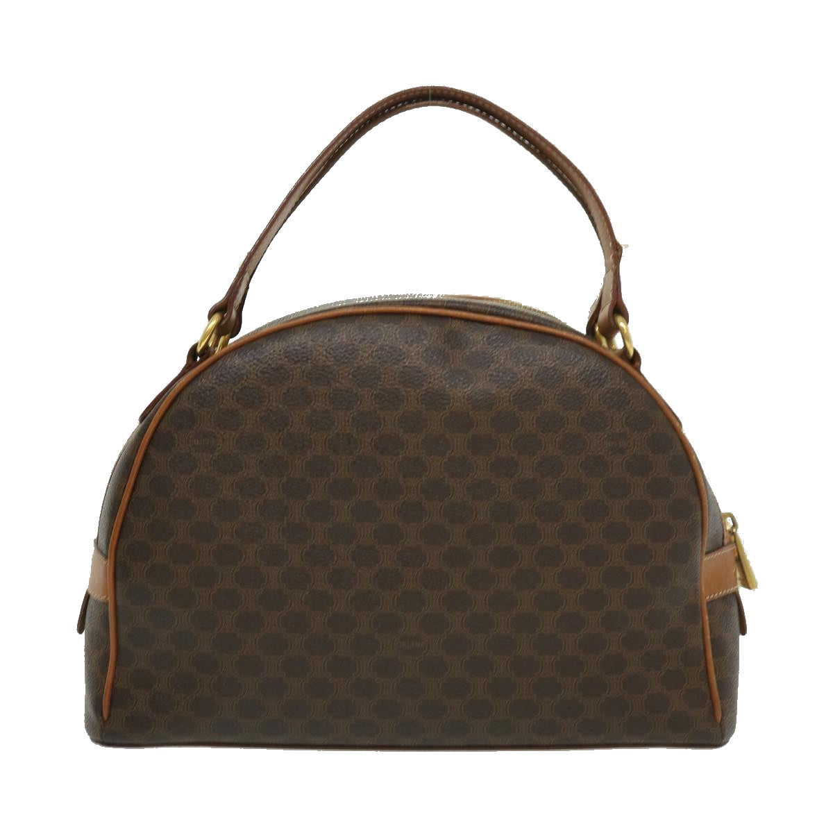 Luxury CELINE Macadam Canvas Hand Bag PVC Leather Brown ar7121