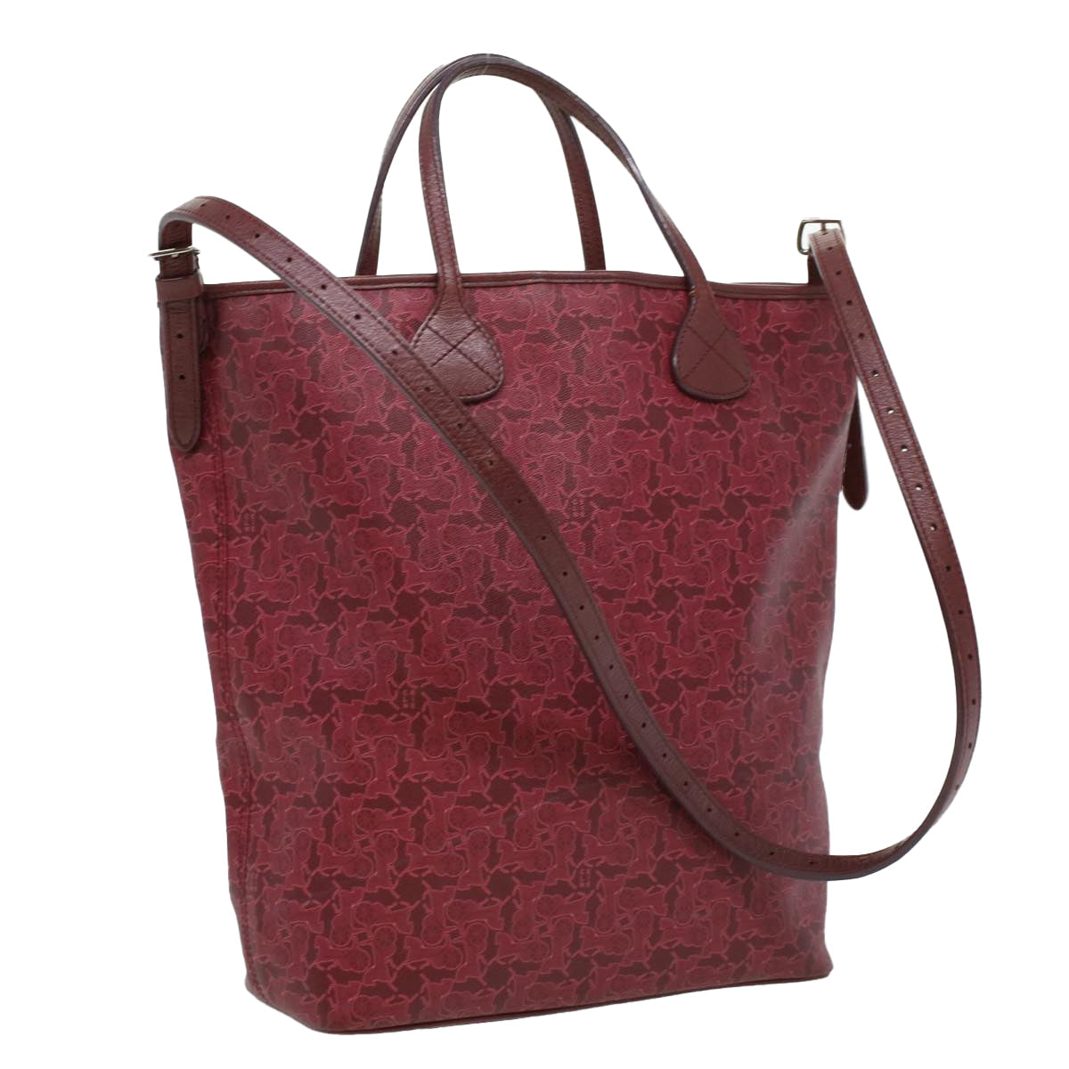 Luxury CELINE Sulky Line Hand Bag PVC Leather 2way Red ar8225