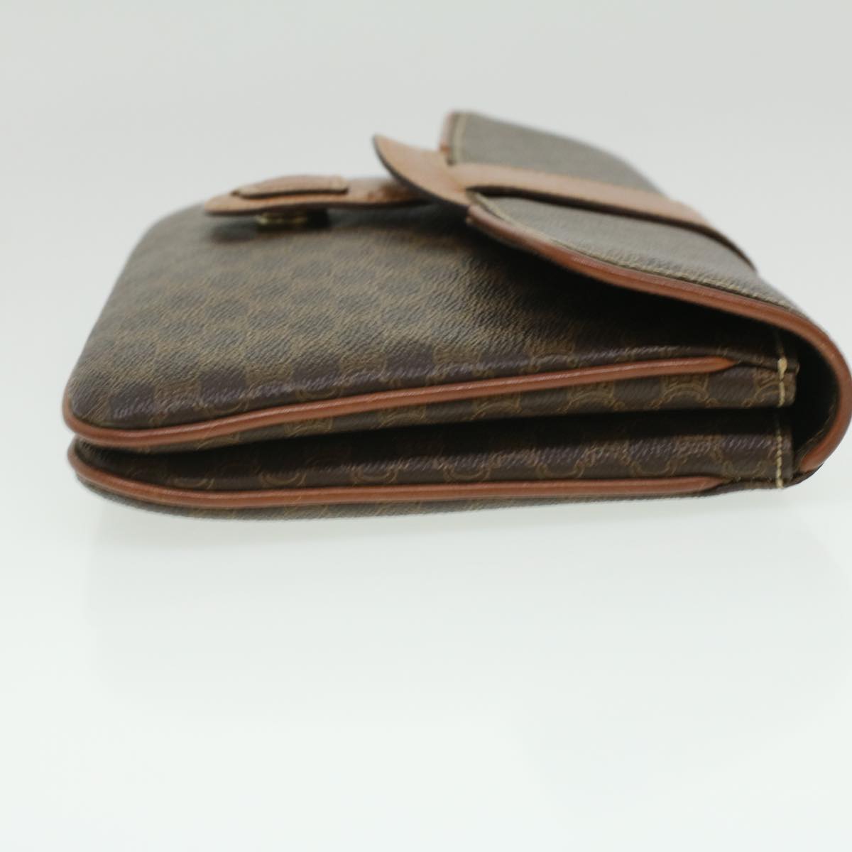 Luxury CELINE Macadam Canvas Clutch Bag PVC Leather Brown ar8455