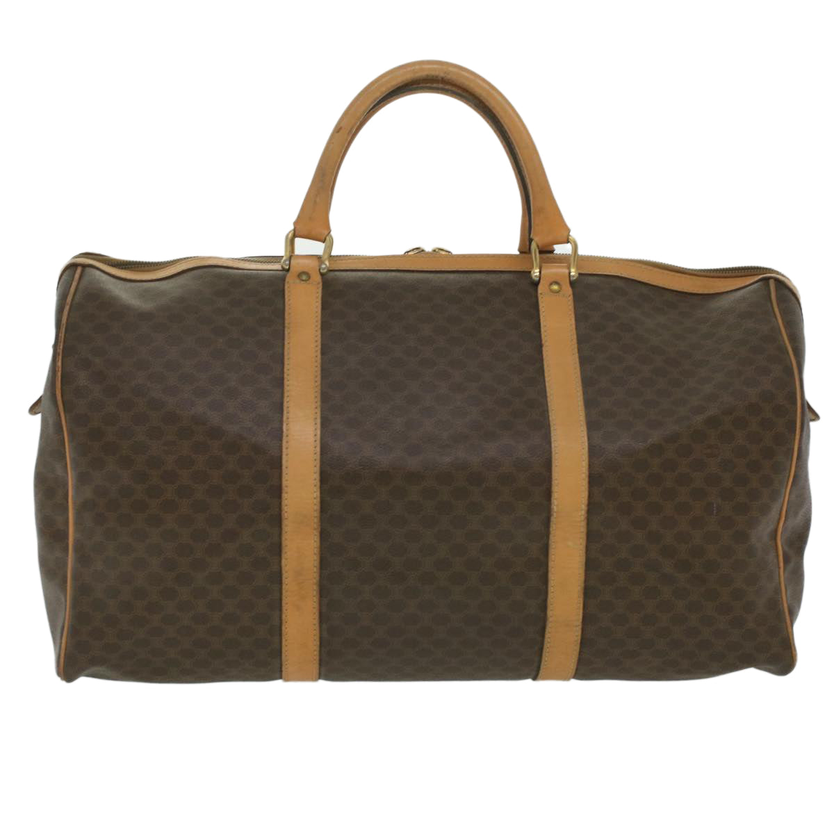 Luxury CELINE Macadam Canvas Boston Bag PVC Leather Brown ar8915