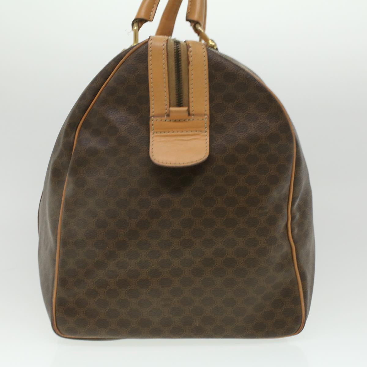 Luxury CELINE Macadam Canvas Boston Bag PVC Leather Brown ar8915