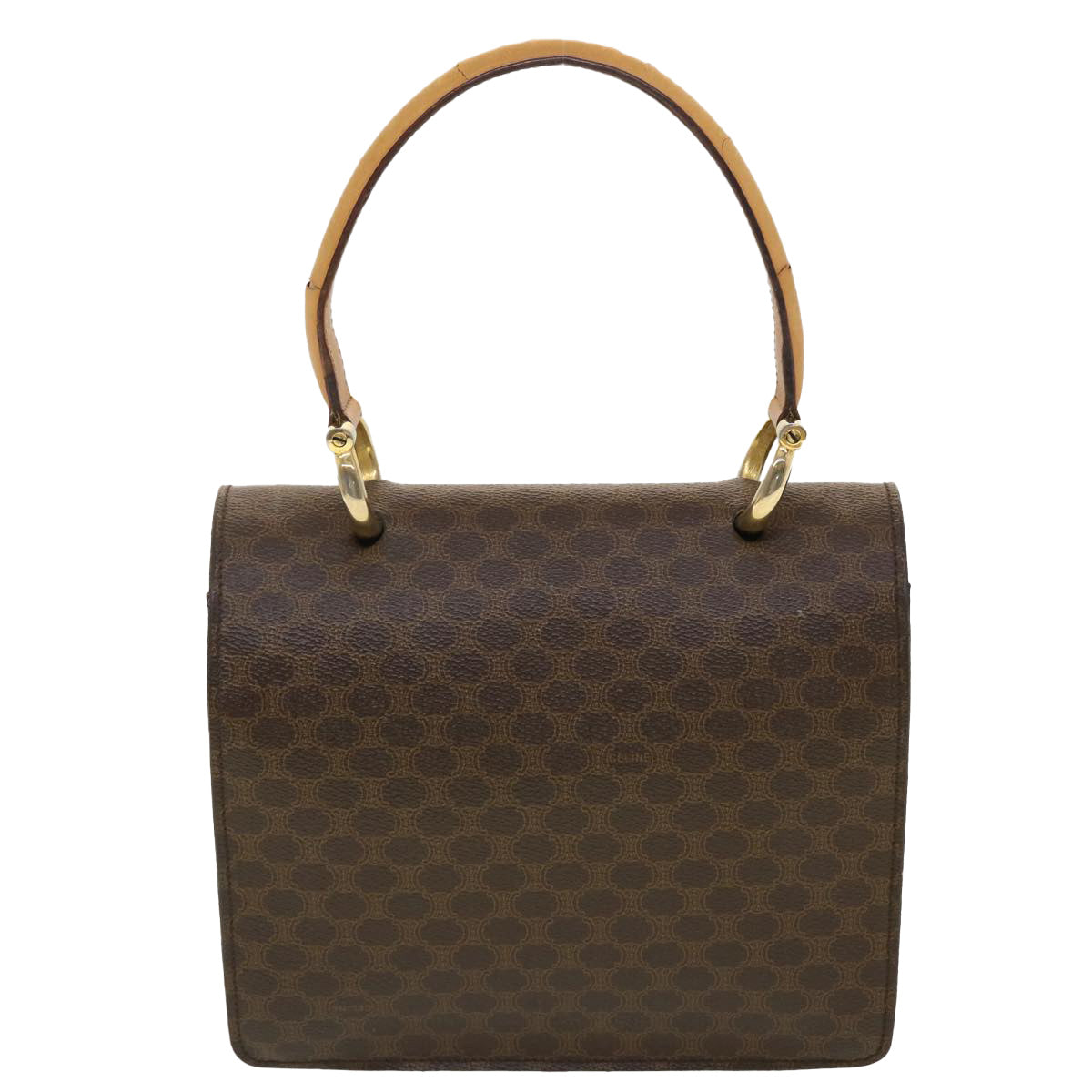 Luxury CELINE Macadam Canvas Hand Bag PVC Leather Brown ar9218