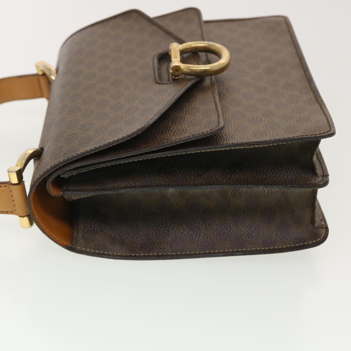 Luxury CELINE Macadam Canvas Hand Bag PVC Leather Brown ar9218