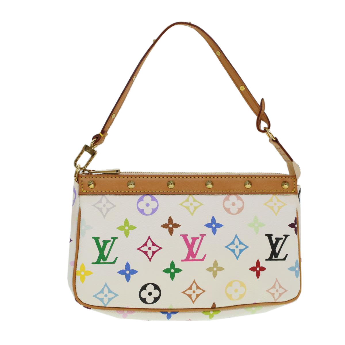 LOUIS VUITTON Monogram Multicolor Pochette Accessoires White M92649 Auth ar9466A