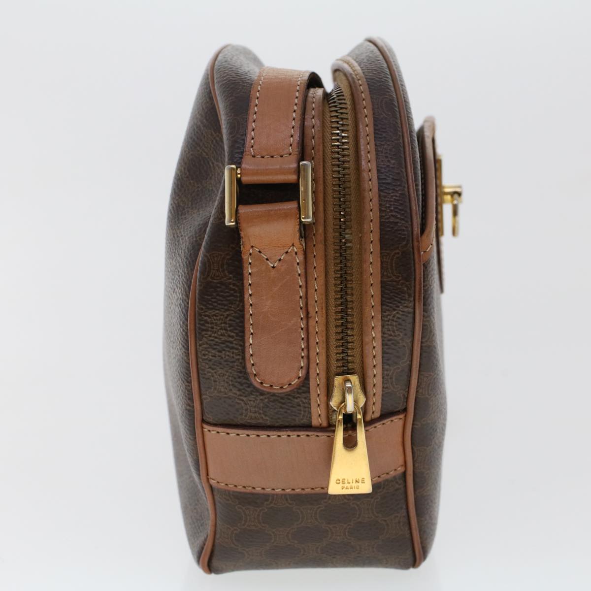 Luxury CELINE Macadam Canvas Shoulder Bag PVC Leather Brown ar9832