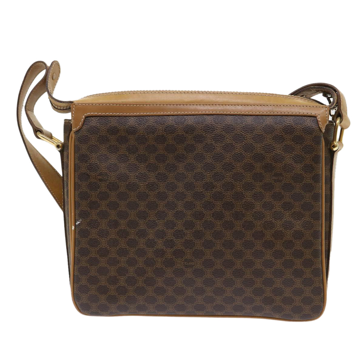 Luxury CELINE Macadam Canvas Shoulder Bag PVC Leather Brown ar9883B