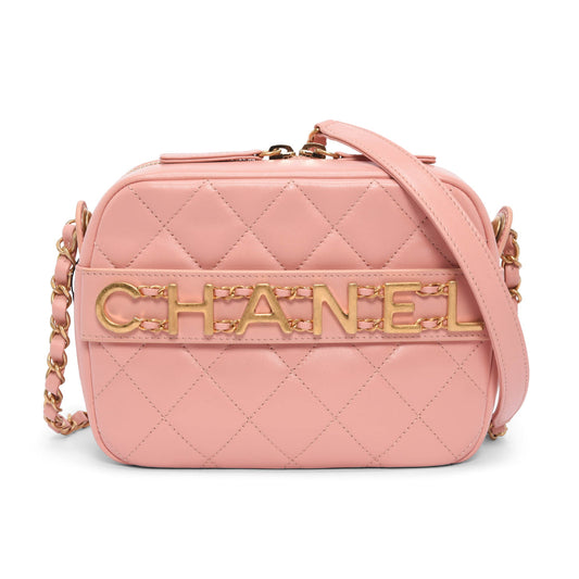 Chanel Pink Quilted Calfskin Enchained Camera Camera Bag - Rovelle Bags