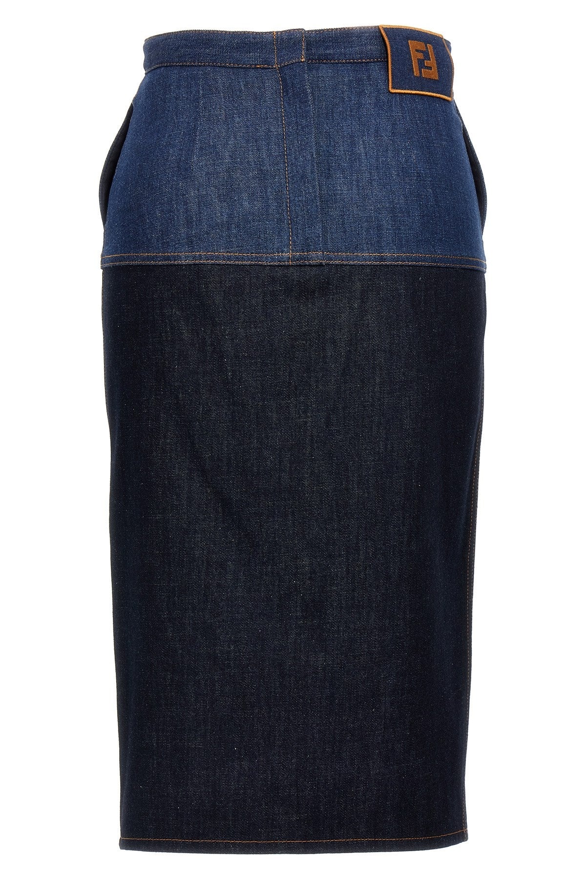 Fendi Women Bicolor Denim Skirt