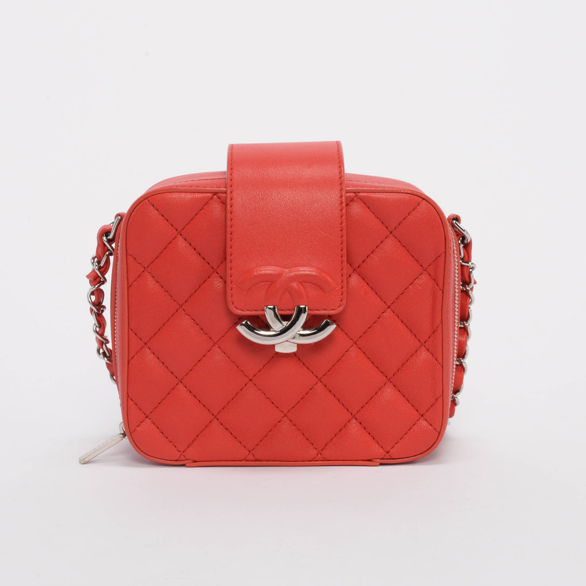 Chanel Red Quilted Leather Mini CC Camera Bag - Rovelle Bags