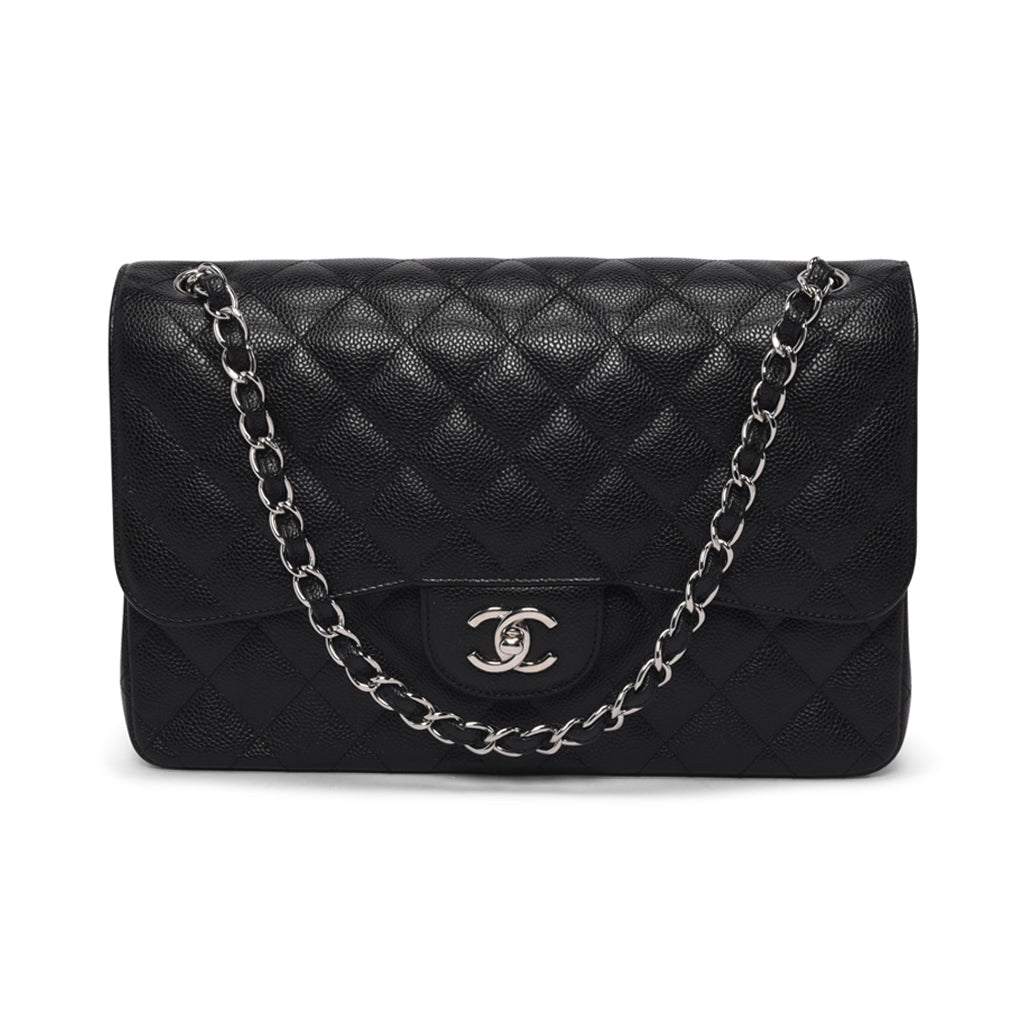 Chanel Black Quilted Caviar Large Classic Flap Bag - Rovelle Bags