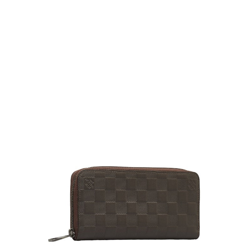Louis Vuitton Damiere Amphini Vertical Zippie Wallet Round Long Wallet N62235 Meteor Brown Leather Men LOUIS VUITTON