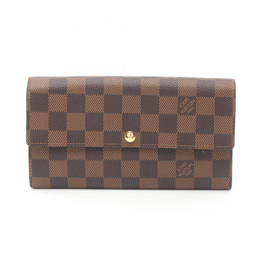 Louis Vuitton Coated Canvas Leather Long Wallet (Bi-Fold)
