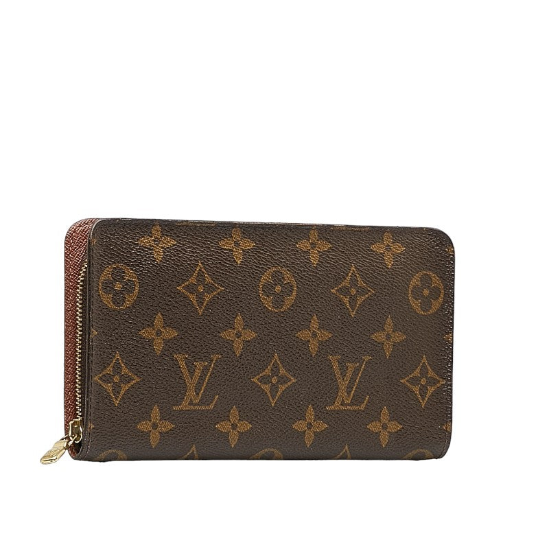 Louis Vuitton Monograms Portemoney Long Wallet Round Fassner M61727 Brown PVC Leather Louis Vuitton