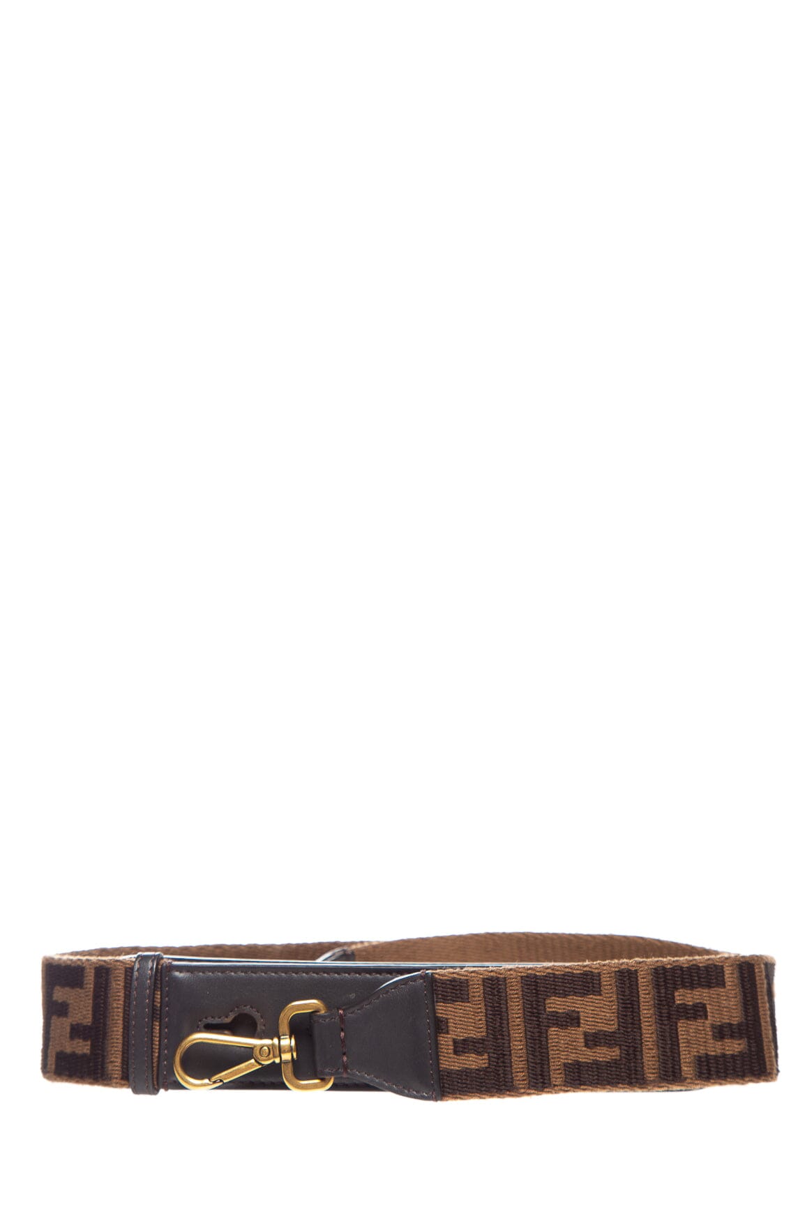 Fendi Brown and Black FF Zucca Print Canvas Bag Strap