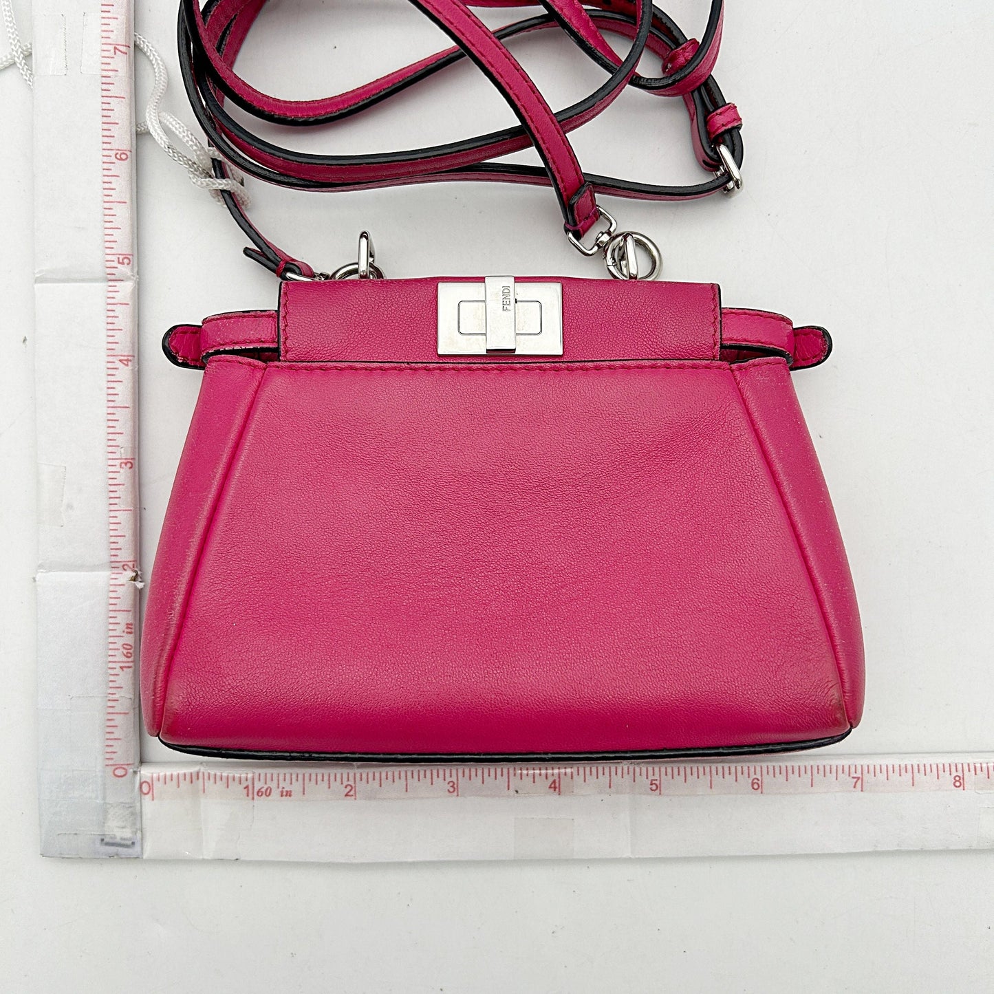 FENDI Nappa Micro Peekaboo Iconic Satchel Magenta LA3198
