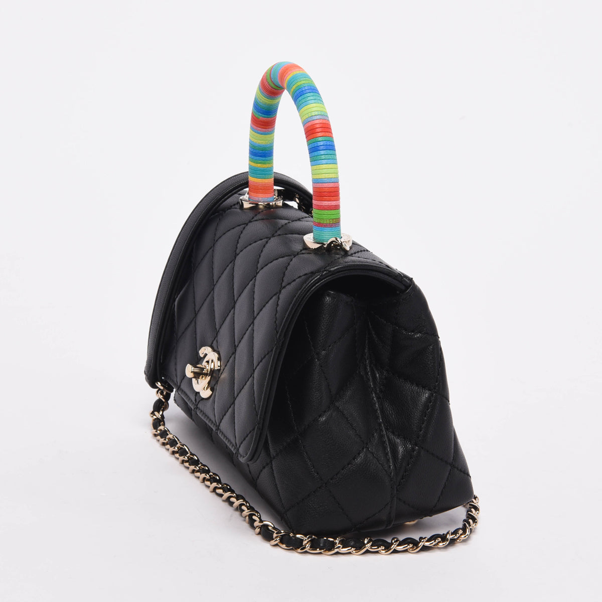 Chanel Black Goatskin Rainbow Extra Mini Handbag - Rovelle Bags