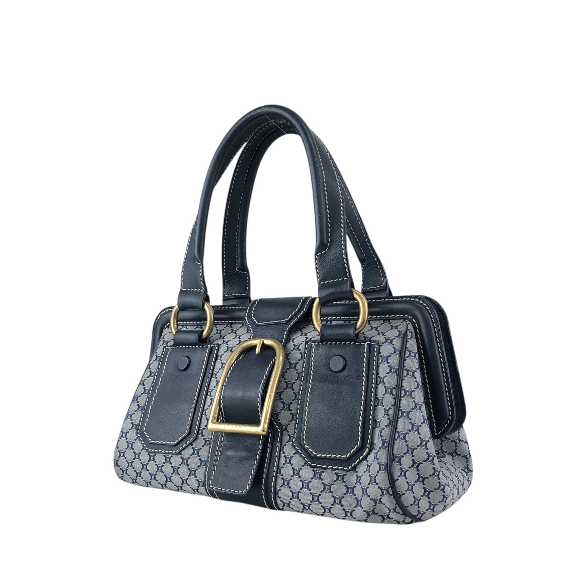 CELINE Front Buckle Handbag Navy rk6nfn
