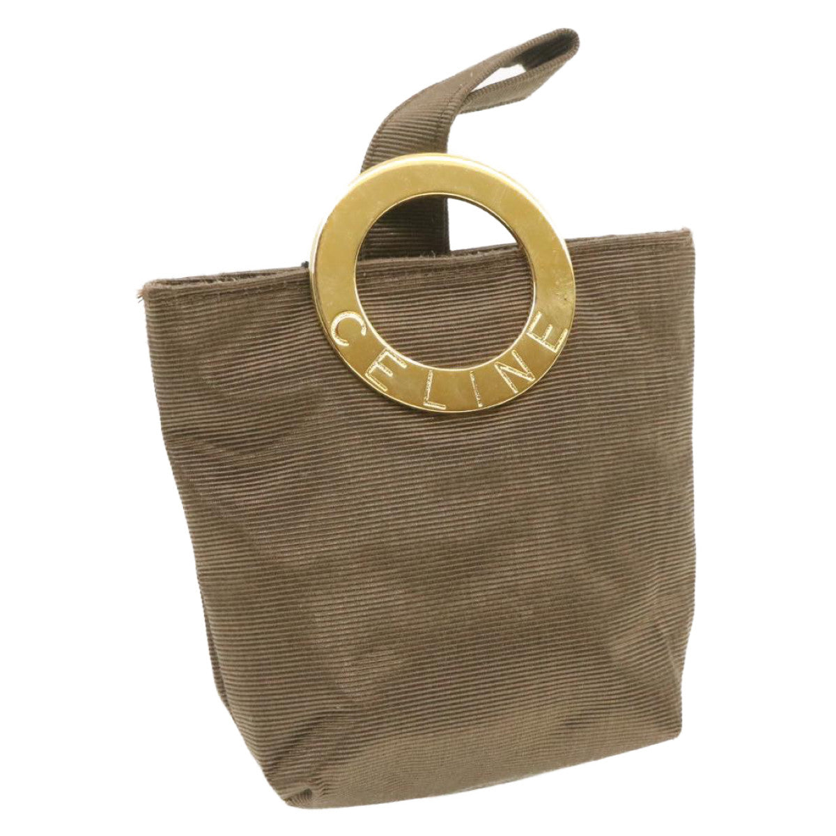 Luxury CELINE Ring motif Pouch Nylon Brown am218b