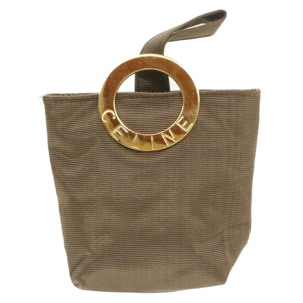 Luxury CELINE Ring motif Pouch Nylon Brown am218b