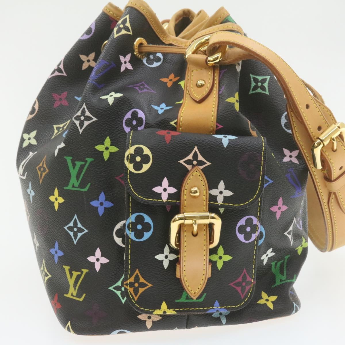 LOUIS VUITTON Monogram Multicolor Noe Shoulder Bag Black M42230 LV am337bA