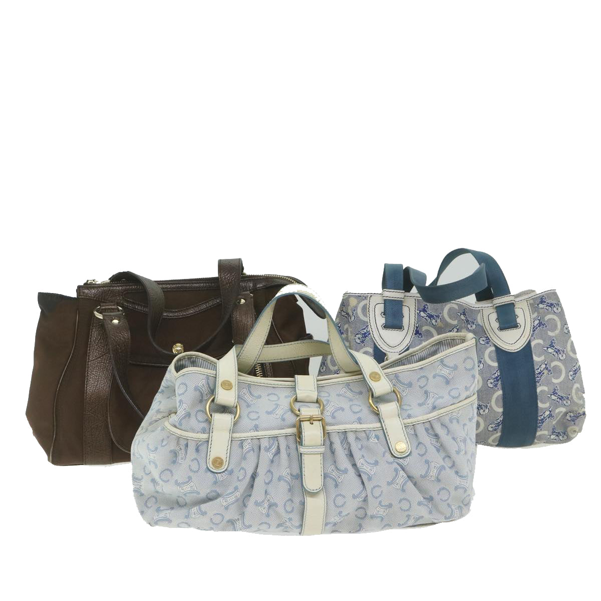 Luxury CELINE C Macadam Canvas Shoulder Bag 3Set Brown Blue 10217