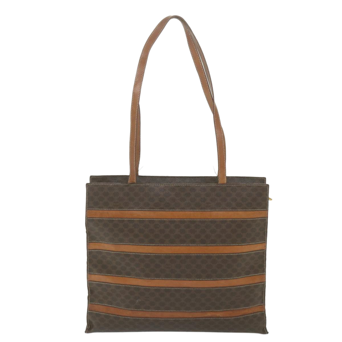 Luxury CELINE Macadam Canvas Shoulder Bag PVC Leather Brown 10227