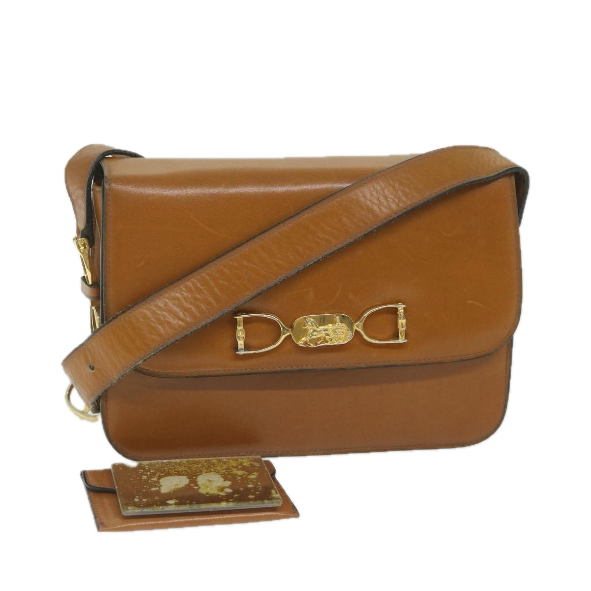 Luxury CELINE Shoulder Bag Leather Brown 10354