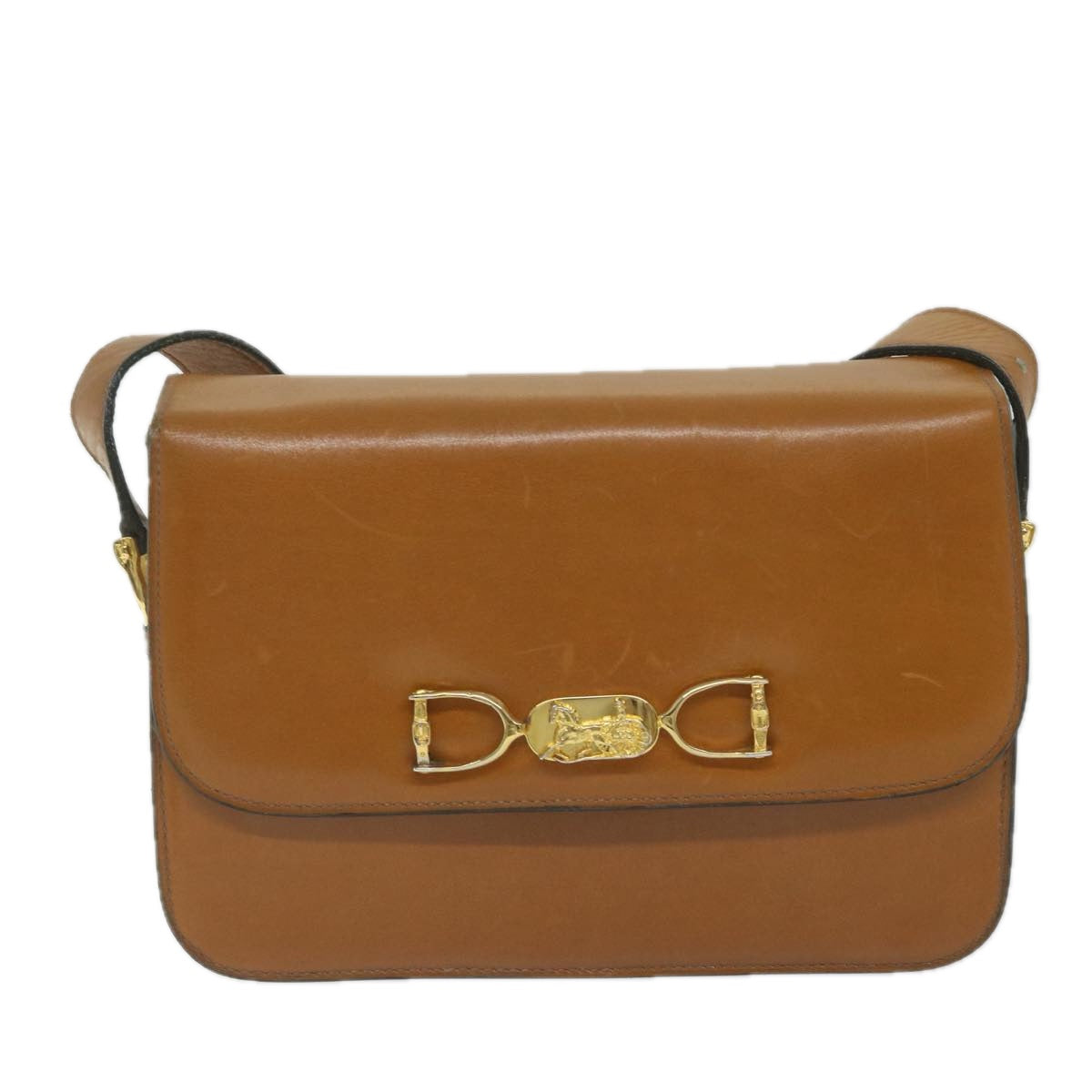 Luxury CELINE Shoulder Bag Leather Brown 10354