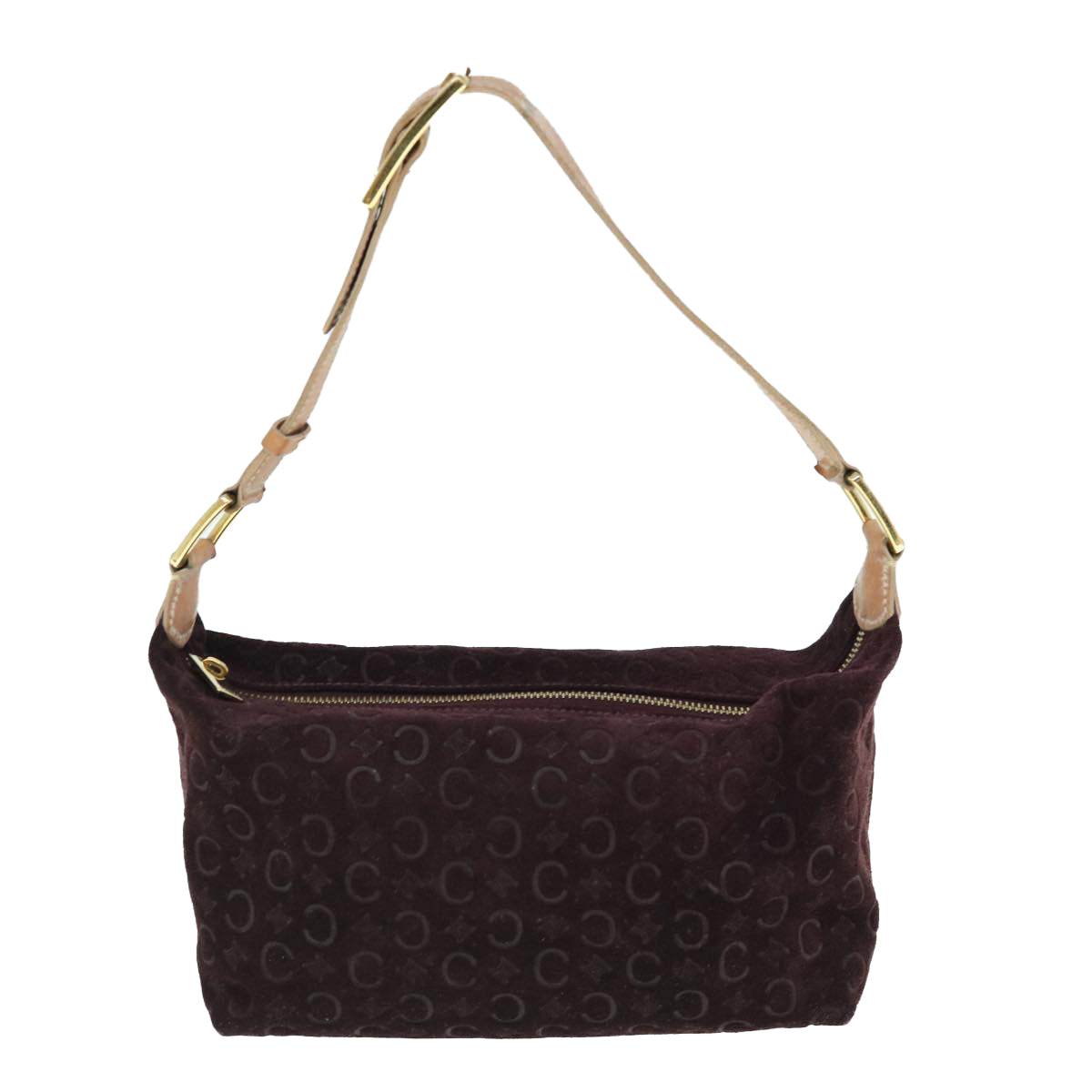 Luxury CELINE C Macadam Canvas Shoulder Bag Wine Red 11004