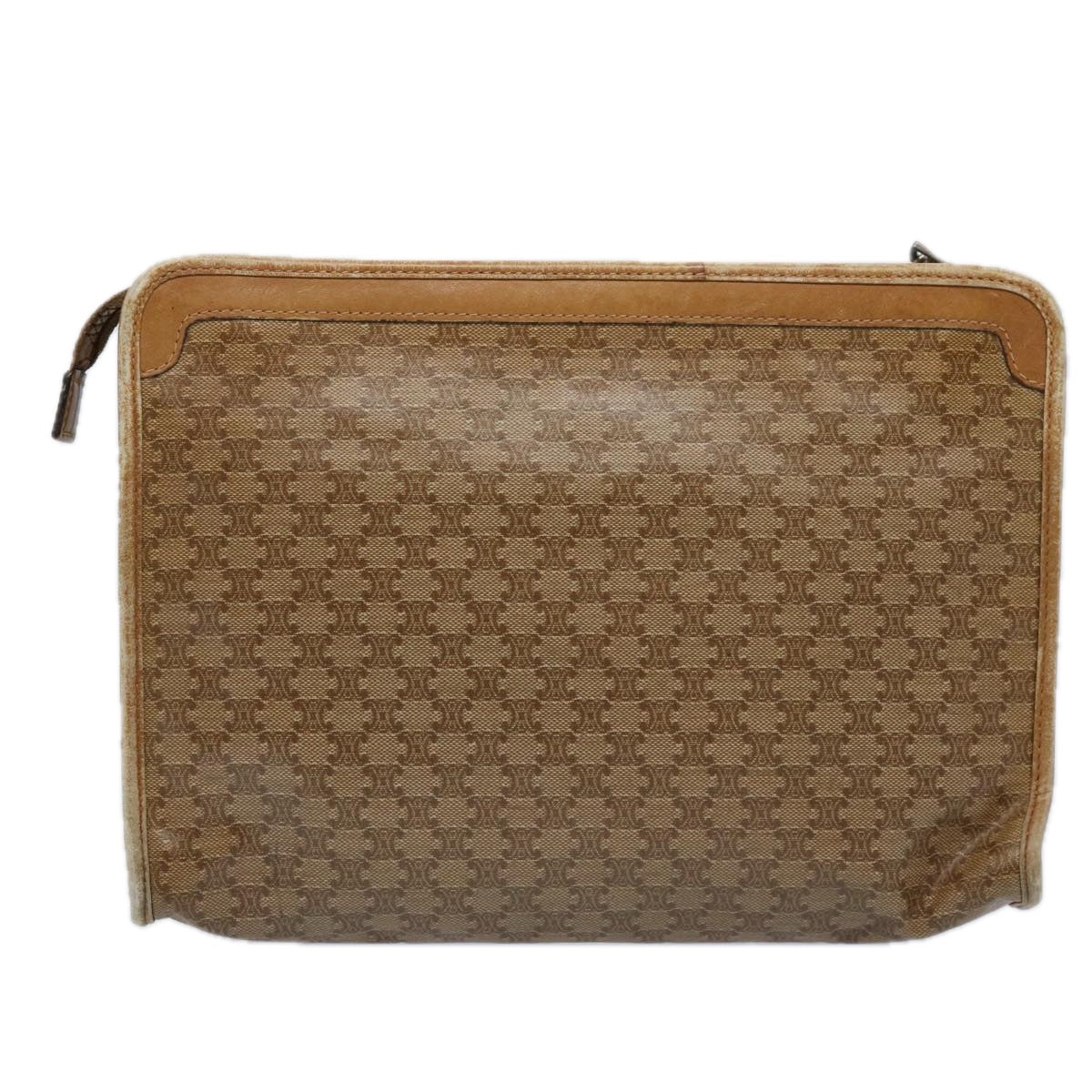 Luxury CELINE Macadam Canvas Clutch Bag PVC Leather 2Set Brown Beige 11113