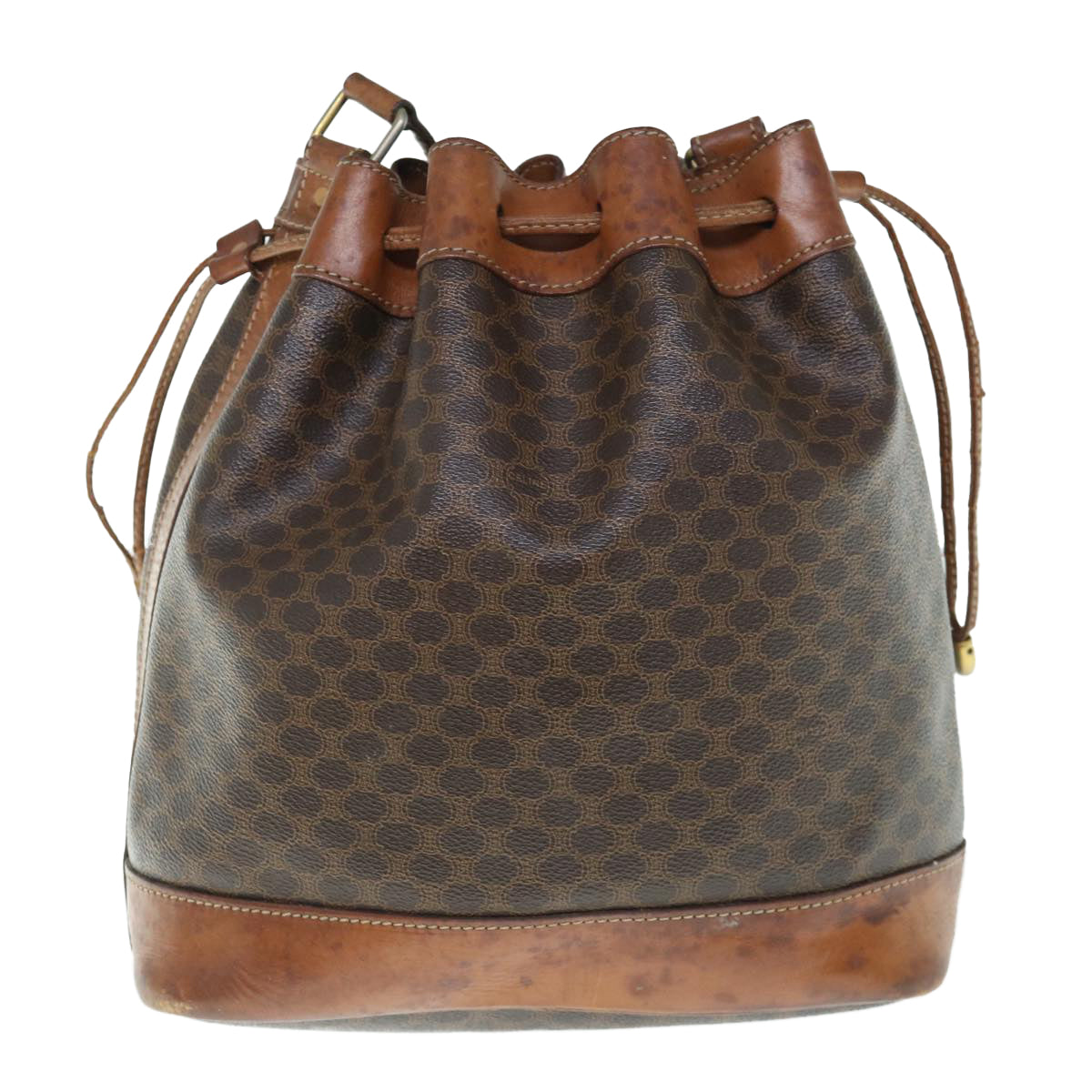 Luxury CELINE Macadam Canvas Shoulder Bag PVC Leather Brown 11386