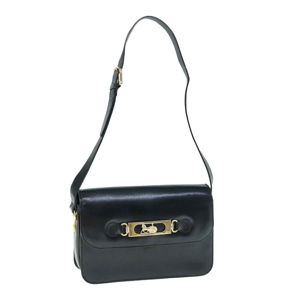 Luxury CELINE Shoulder Bag Leather Black 11462