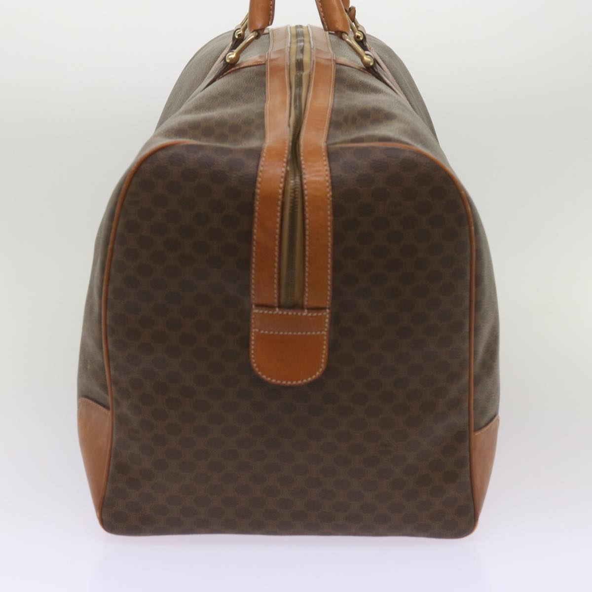Luxury CELINE Macadam Canvas Boston Bag PVC Brown 12004