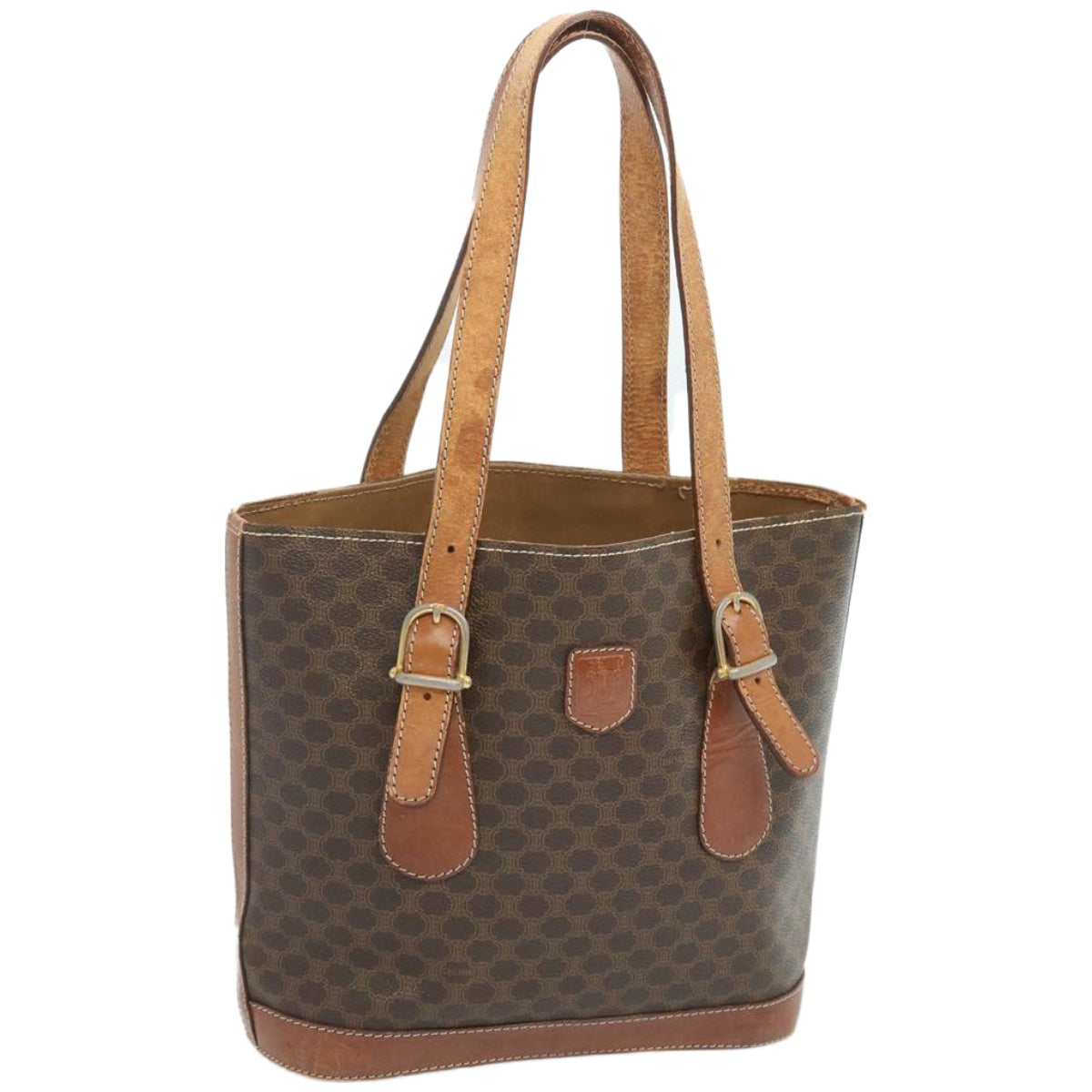 Luxury CELINE Macadam Canvas Hand Bag PVC Brown 12046
