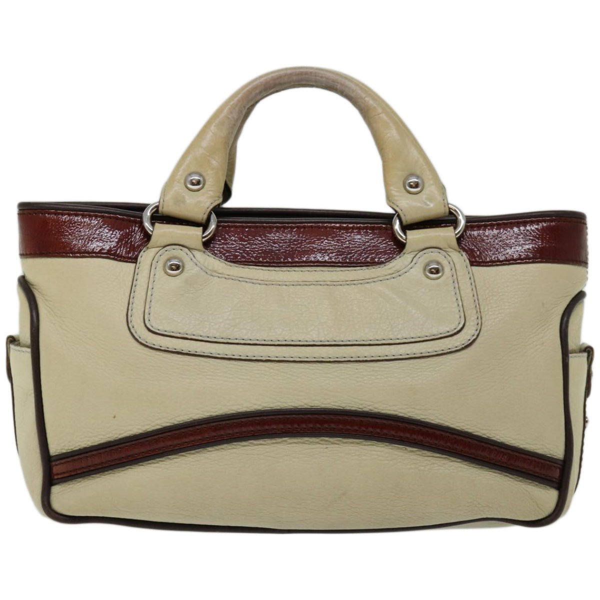 Luxury CELINE Hand Bag Leather Beige 12047