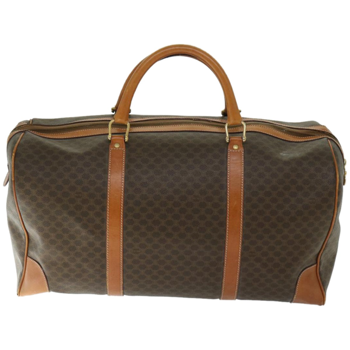 Luxury CELINE Macadam Canvas Boston Bag PVC Brown 12095