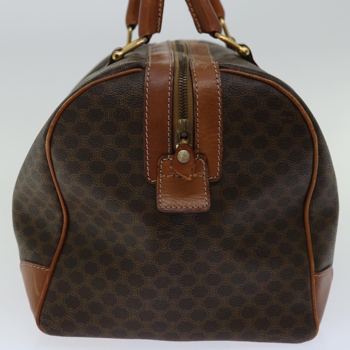 Luxury CELINE Macadam Canvas Boston Bag PVC Brown 12321