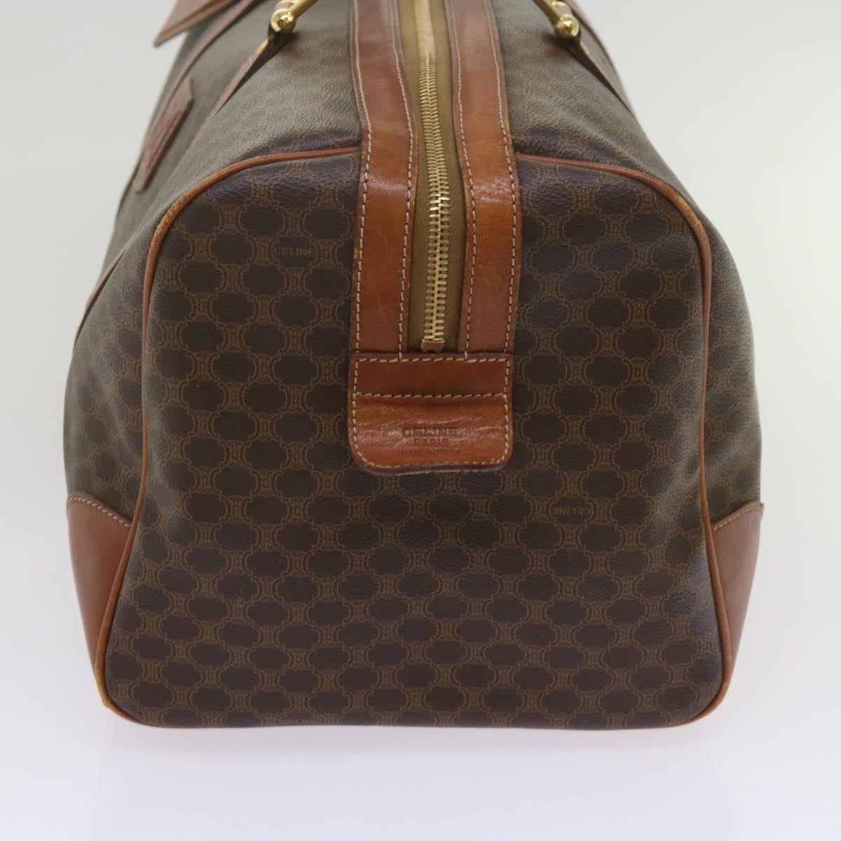 Luxury CELINE Macadam Canvas Boston Bag PVC Brown 12753